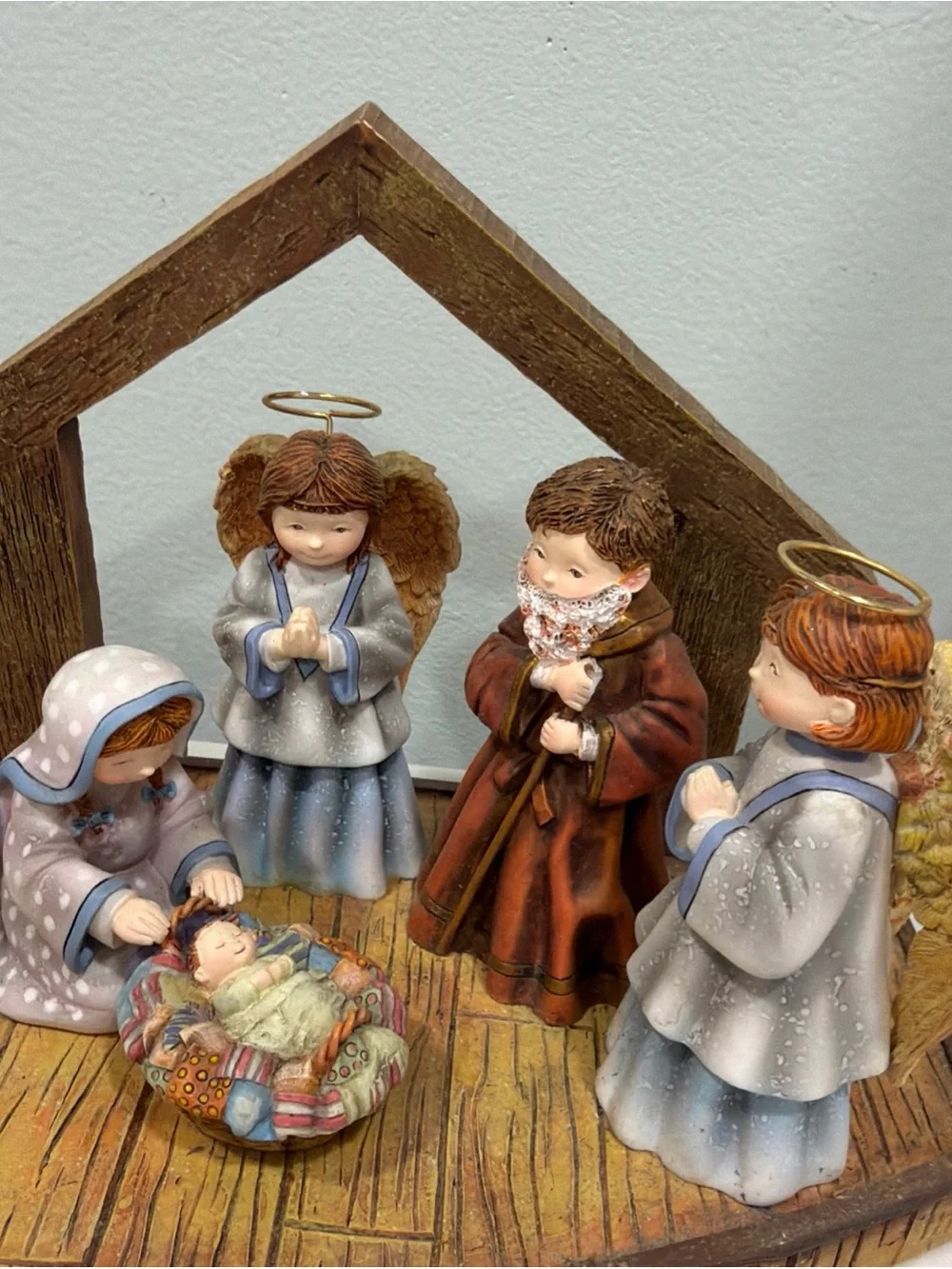 Holiday Nativity Figurine Set - Red, Blue, Brown